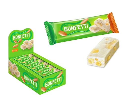 Батончики Bonfetti (Бонфетти) белая нуга и жареный арахис 25г/18шт  вк252