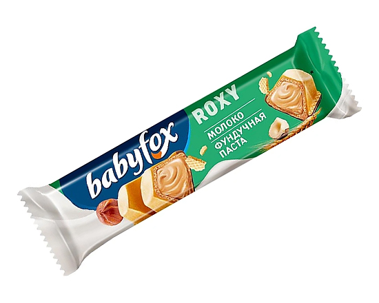 Батончики BabyFox "Roxy" (Рокси. молоко и фундучная паста) 18г/24шт  рвк422