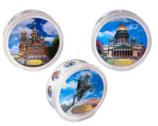 Печенье сувенирное в жест.банке "Санкт-Петербург " 150г (сдобное со сливочным маслом)