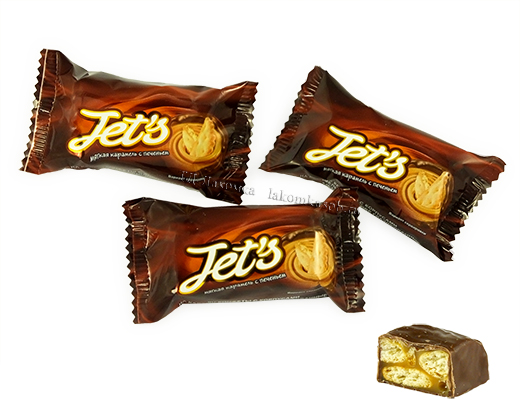 Конфеты JETS (Джетс) кусочки печенья и мягкая карамель ВК290