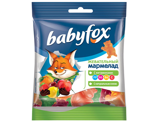 Жевательный мармелад Babyfox бегемотики с соком ягод и фруктов 70г (Бебифокс) Яш ВМ367