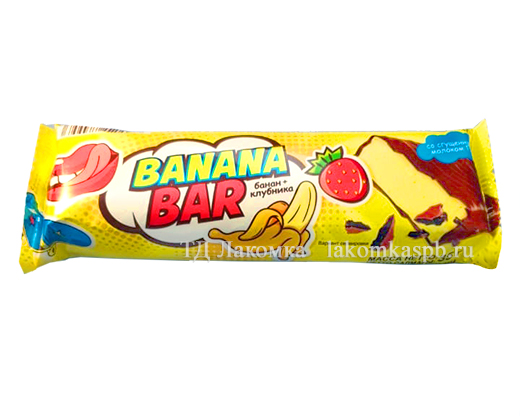Батончики Banana bar (Банана бар) суфле клубнично-банановый 35г/18шт   яс124