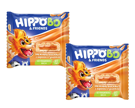Десерт бисквитный HIPPO BO & friends (Хиппо) с вареной сгущенкой 32г/12шт   вб301
