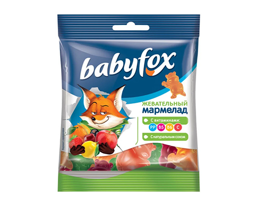 Жевательный мармелад Babyfox "Бегемотики" с соком ягод и фруктов 30г (Бебифокс) ВМ366