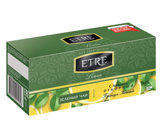 Чай зеленый "ETRE" Lemon с лимоном 25пак  ТВ887