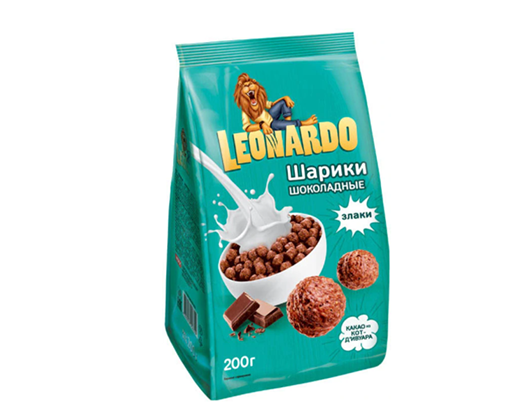 Сухие завтраки. "Leonardo" (Леонардо) Шоколадные шарики 200г    КВР149