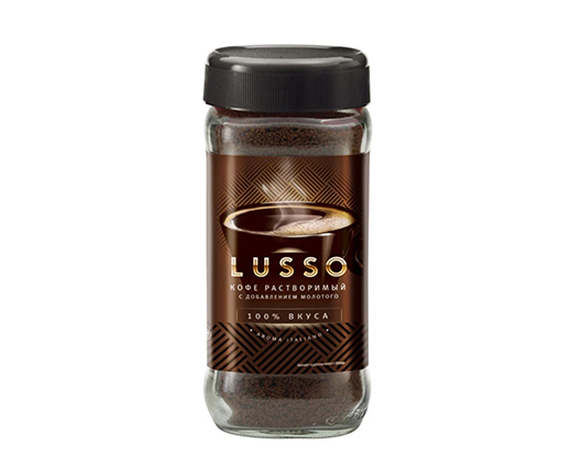 Кофе растворимый LUSSO с добавлением молотого 95г (стекло)  кн12