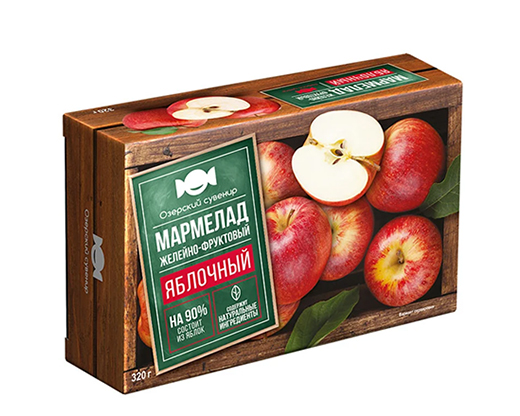Мармелад Озёрский сувенир "Яблочный" с кусочками яблок 320г  (656)
