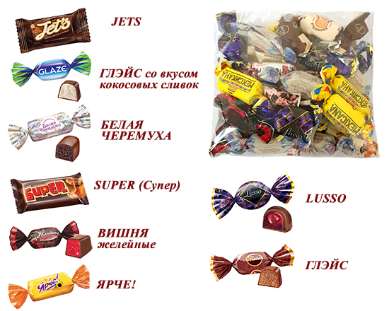 Конфеты шоколадные АССОРТИ из конфет (8 видов) 500г
