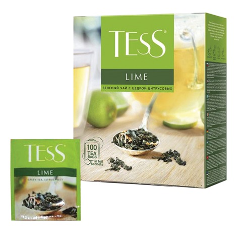 Чай TESS Lime (Тесс Лайм) с цедрой цитрусовых и ароматом лайма 100 пак