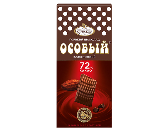 Шоколад "Особый" Горький классический (72% какао) 88г (ф-ка Крупской)