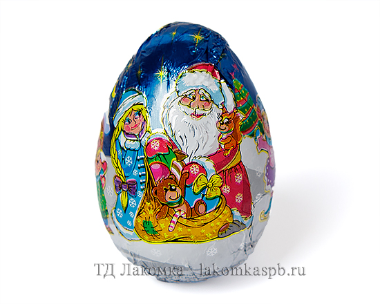 Шоколадное яйцо 20г/24шт "Новогодняя сказка" с сюрпризом (Канд.т) с390