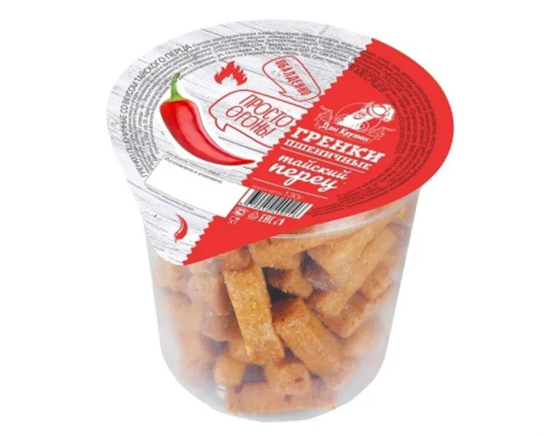 Сухарики. Дон Крутон гренки пшеничные (тайский перец) 130г стакан