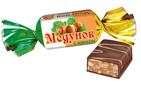 Конфеты шоколадные Медунок с орехом 1. КО "Славянка"
