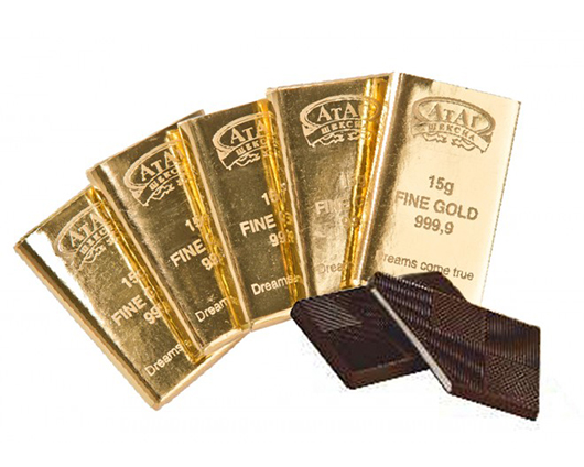 Шоколад весовой ПЯТНАДЦАТЬ граммов золота 7 вкусов (шоколадки по 15 гр) 3 кг КФ АтАг