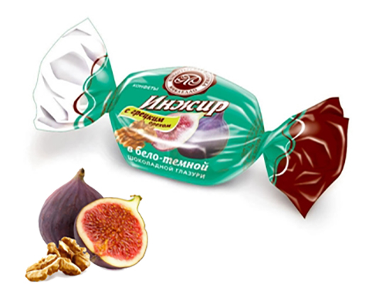 Конфеты Инжир в бело-темной шоколадной глазури с ГРЕЦКИМ орехом 3 Микаелло