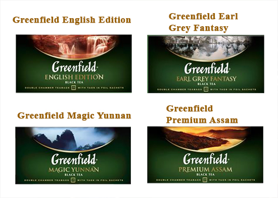 Чай Гринфилд Подарочный набор 4 вида чая (200гр) и чашка с блюдцем