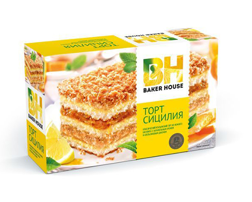 Торт бисквитный Baker House Сицилия (крем, апельсин, меренги) 350г Сл