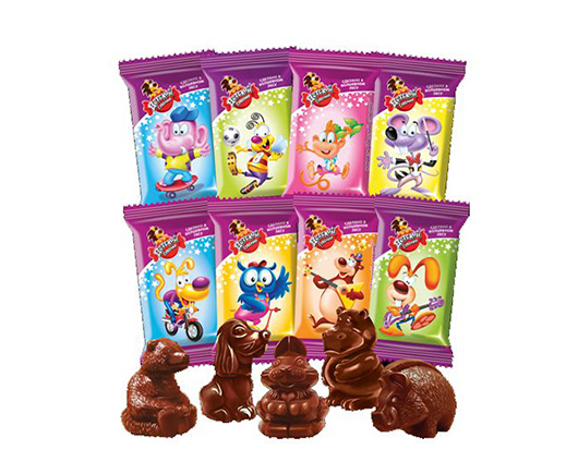 Конфеты шоколадные Детский сувенир (8 шоколадных фигурок с начинками) 1 КО "Славянка" (для детских подарков)