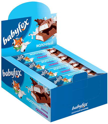 Шоколад Батончик Babyfox с молочной начинкой 45г/30шт Яш РР366 (для детских подарков)