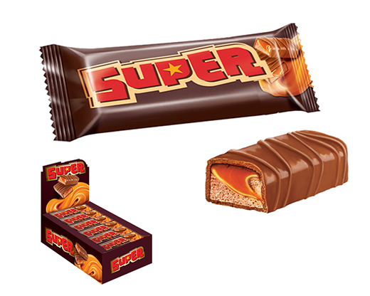 Батончики SUPER (Супер) 40г/18шт (шоколадная нуга и мягкая карамель) нк707 (для детских подарков)