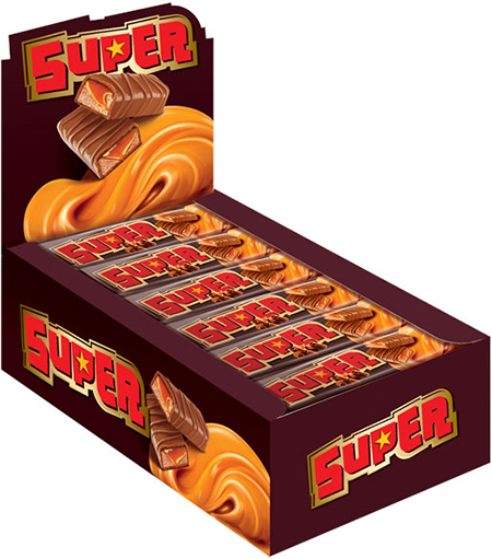 Батончики SUPER (Супер) 40г/18шт (шоколадная нуга и мягкая карамель) нк707 (для детских подарков)
